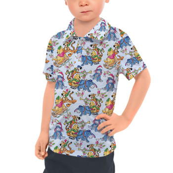 Kids Polo Shirt - A Pooh Bear Christmas