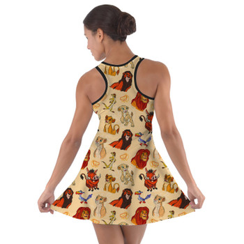 Cotton Racerback Dress - Sketched Lion King Friends