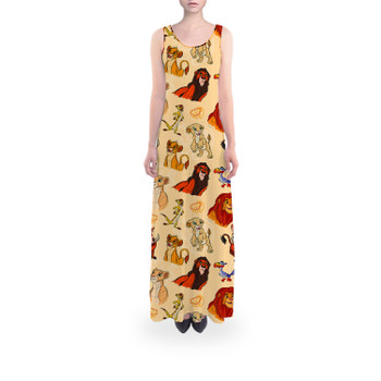 Flared Maxi Dress - Sketched Lion King Friends