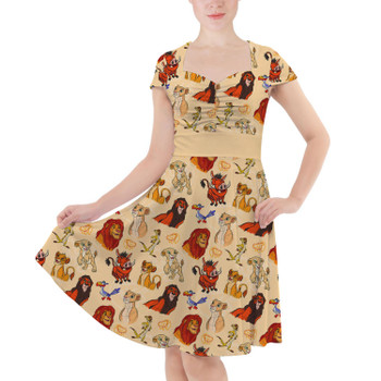 Sweetheart Midi Dress - Sketched Lion King Friends