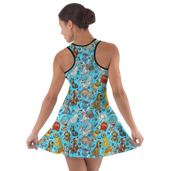 Cotton Racerback Dress - Sketched Disney Dogs