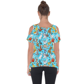 Cold Shoulder Tunic Top - Sketched Disney Dogs