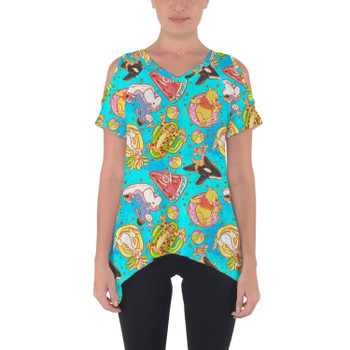 Cold Shoulder Tunic Top - Pool Floats Pooh