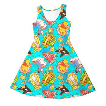 Girls Sleeveless Dress - Pool Floats Pooh