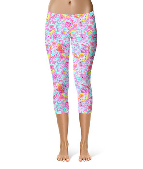 Sport Capri Leggings - Neon Rainbow Stitch