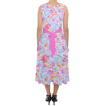 Belted Chiffon Midi Dress - Neon Rainbow Stitch