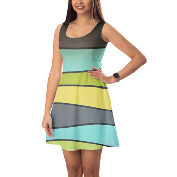 Sleeveless Flared Dress - The SediMINT Avacado Wave Wall