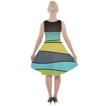 Skater Dress with Pockets - The SediMINT Avacado Wave Wall