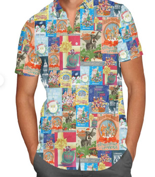 Men's Button Down Short Sleeve Shirt - 3XL -  Holiday Attraction Posters -  READY TO SHIP