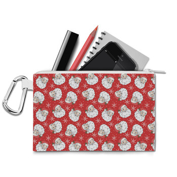 Canvas Zip Pouch - Retro Christmas Vintage Winking Santa Claus