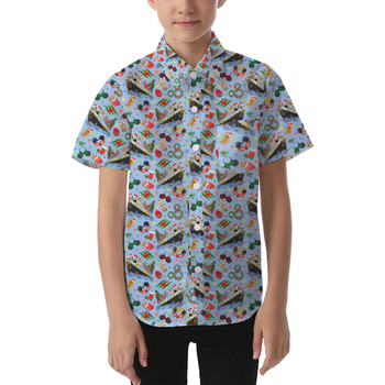 Kids' Button Down Short Sleeve Shirt - Very Merrytime Christmas Cruise