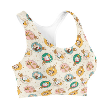 Sports Bra - Gold Mickey and Friends Christmas Baubles