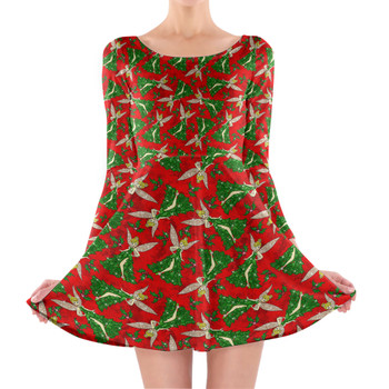 Longsleeve Skater Dress - Magical Sparkling Tinkerbell Christmas