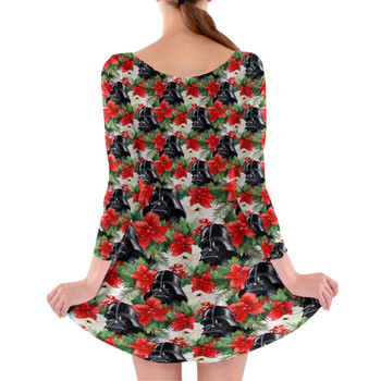 Longsleeve Skater Dress - Vader Holiday Christmas Poinsettias