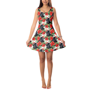 Sleeveless Flared Dress - Vader Holiday Christmas Poinsettias