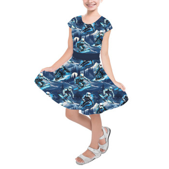 Girls Short Sleeve Skater Dress - Snowboard Troopers