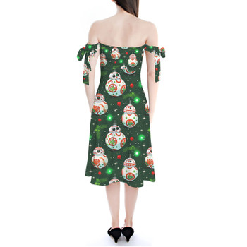 Strapless Bardot Midi Dress - Little Rolling Christmas Droid