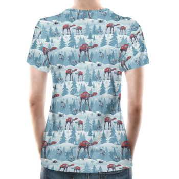 Women's Cotton Blend T-Shirt - AT-AT Christmas on Hoth