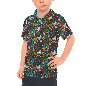 Kids Polo Shirt - Polynesian Princess Icons