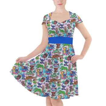 Sweetheart Midi Dress - Bright Lilo and Stitch Hand Drawn