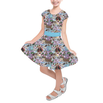 Girls Short Sleeve Skater Dress - Alice in Glitter Wonderland