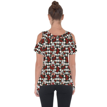 Cold Shoulder Tunic Top - Queen of Hearts Playing Cards