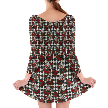 Longsleeve Skater Dress - Queen of Hearts Playing Cards