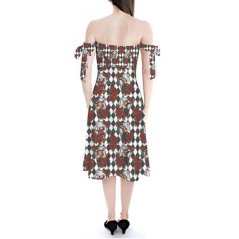 Strapless Bardot Midi Dress - Queen of Hearts Playing Cards