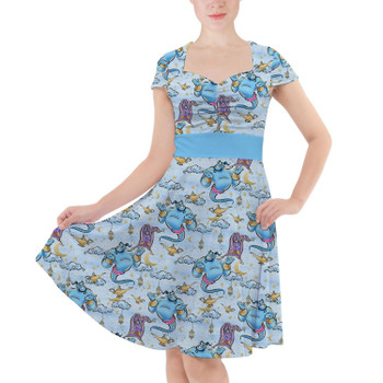 Sweetheart Midi Dress - Whimsical Genie and Magic Carpet