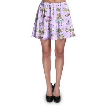 Skater Skirt - Whimsical Alice And The White Rabbit