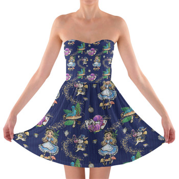 Sweetheart Strapless Skater Dress - Whimsical Wonderland