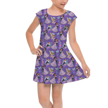 Girls Cap Sleeve Pleated Dress - Whimsical Isabela