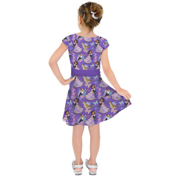 Girls Short Sleeve Skater Dress - Whimsical Isabela