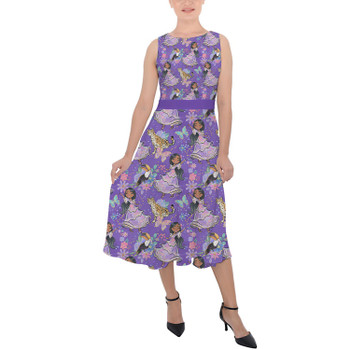 Belted Chiffon Midi Dress - Whimsical Isabela