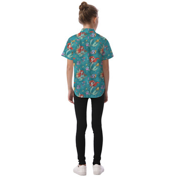 Kids' Button Down Short Sleeve Shirt - Whimsical Ariel