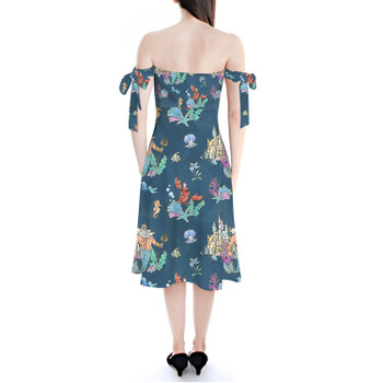 Strapless Bardot Midi Dress - Whimsical Triton and Sebastian