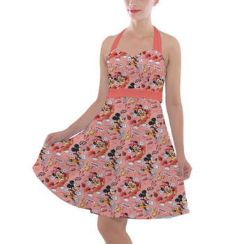 Halter Vintage Style Dress - Mickey and Minnie Marathon RunDisney Inspired