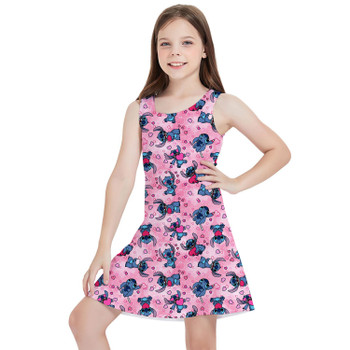 Girls Sleeveless Dress - Valentine's Stitch