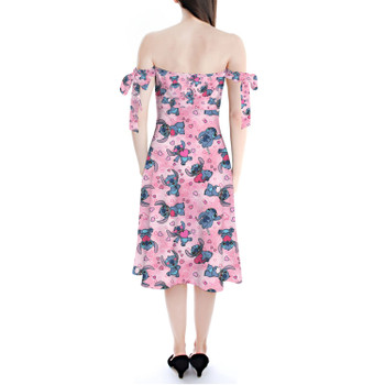 Strapless Bardot Midi Dress - Valentine's Stitch