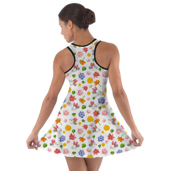 Cotton Racerback Dress - White Floral Mickey & Minnie