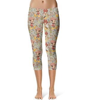 Sport Capri Leggings - Cottagecore Mickey & Minnie