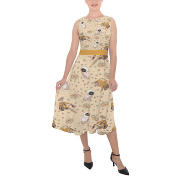 Belted Chiffon Midi Dress - Floral Wall-E and Eve
