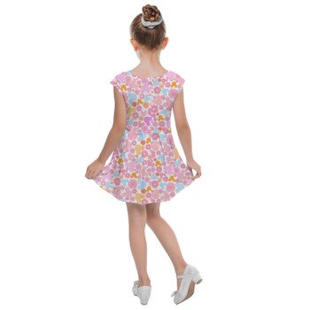 Girls Cap Sleeve Pleated Dress - Floral Hippie Mouse