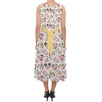 Belted Chiffon Midi Dress - Spring Mickey and Friends