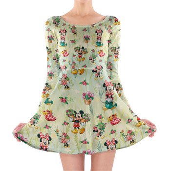 Longsleeve Skater Dress - Gardener Mickey and Minnie