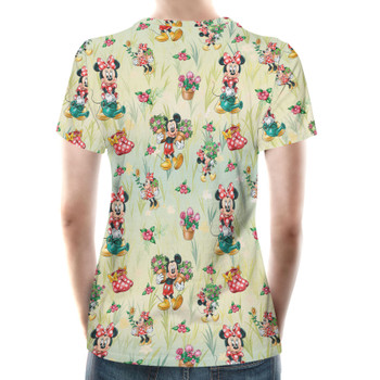 Women's Cotton Blend T-Shirt - Gardener Mickey and Minnie