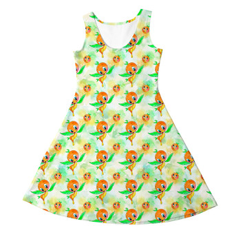 Girls Sleeveless Dress - Think (Orange) Bird Thoughts