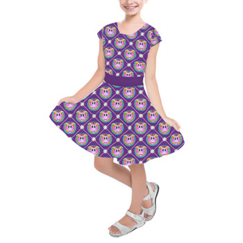 Girls Short Sleeve Skater Dress - Geometric Figment