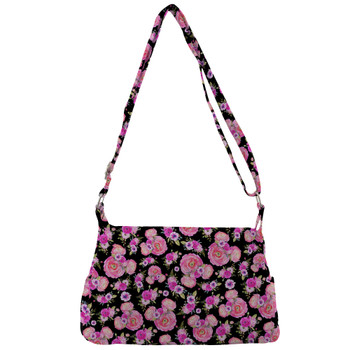 Shoulder Pocket Bag - Fuchsia Pink Floral Minnie Ears