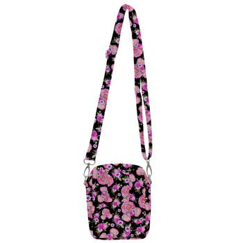 Belt Bag with Shoulder Strap - Fuchsia Pink Floral Minnie Ears